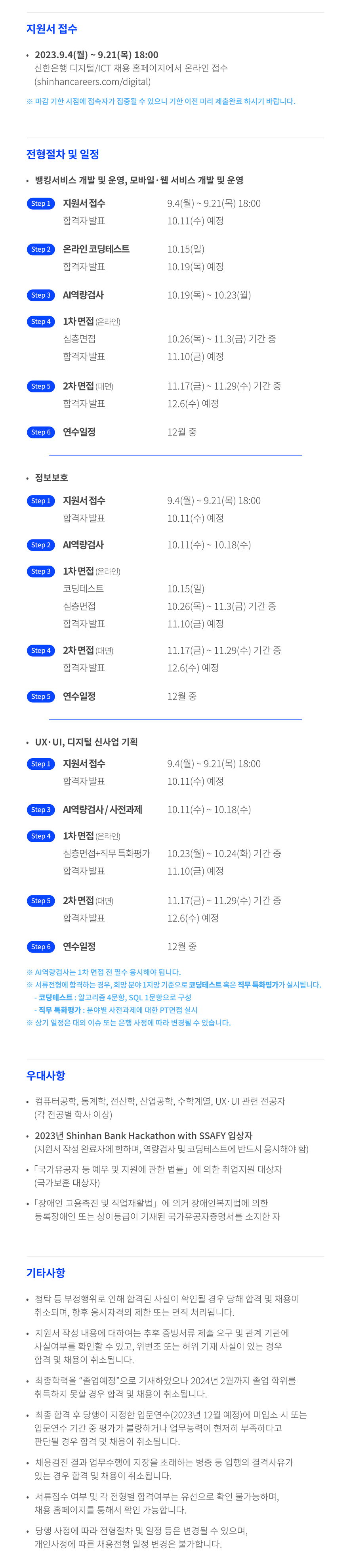 [신한은행] 2023년 디지털/ICT 수시채용 삼성청년SW아카데미 특별전형